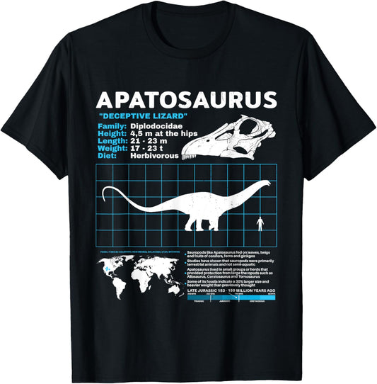 Apatosaurus fact sheet Dinosaur Facts T-Shirt