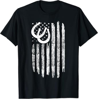 American Flag Horse Pulling Clothing - Vintage Horse Pulling T-Shirt