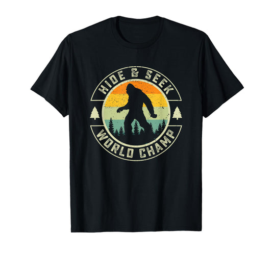 Retro Bigfoot Hide And Seek World Champion Sasquatch T-Shirt