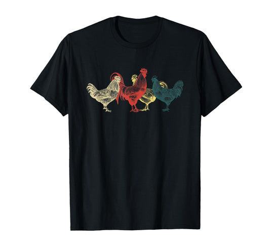 Chicken Group With Rooster Agriculture Farmer Funny Chickens T-Shirt