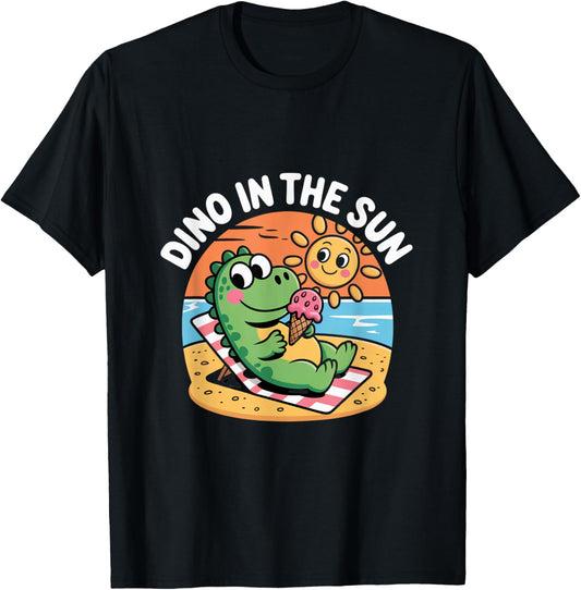 Dino in the Sun – Cute Beach Day Ice Cream Design T-Shirt