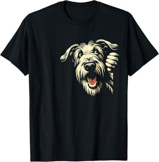 Funny Irish Wolfhound Peeking Dog Graphic Design T-Shirt