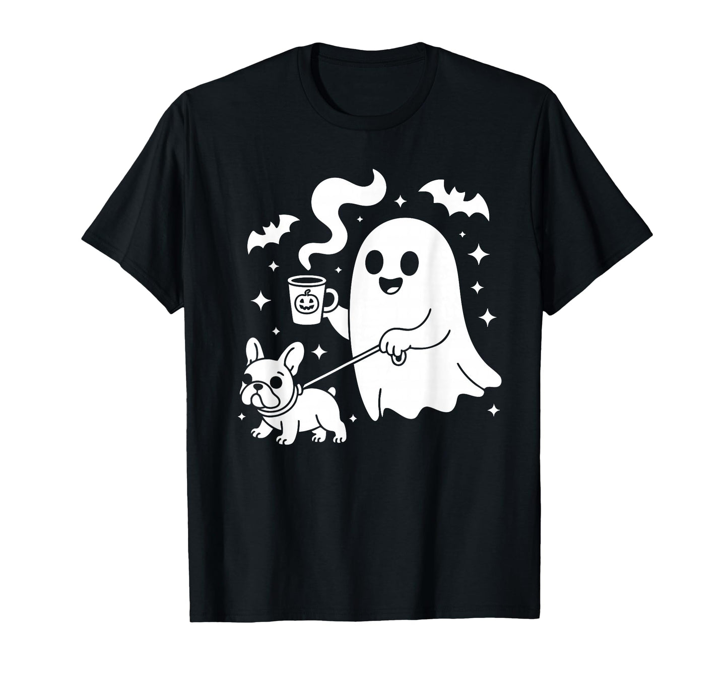 Ghost Walking Dog French Bulldog Coffee Halloween Costume T-Shirt