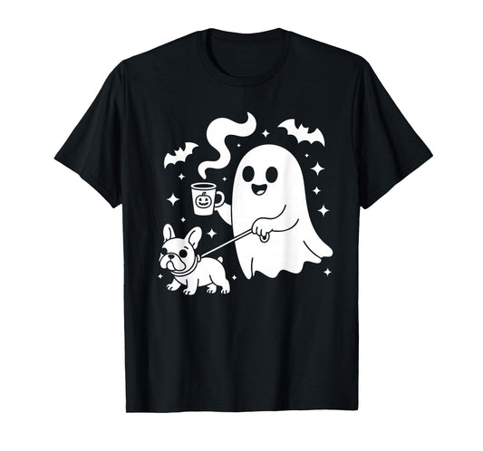 Ghost Walking Dog French Bulldog Coffee Halloween Costume T-Shirt