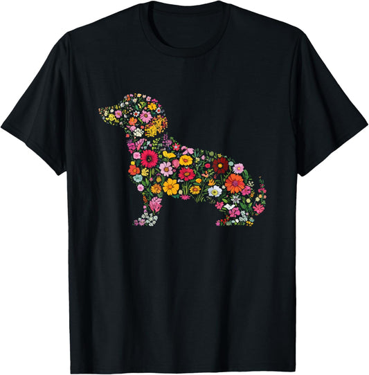 Dachshund Flower Cute Doxie Wiener Dog Floral Girls T-Shirt