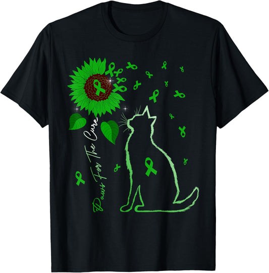 Paws For The Cure Cat & Green Ribbon Kidney Disease Survivor T-Shirt