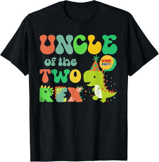 Uncle of the Two Rex Birthday Dinosaur Family Matching T-Shirt