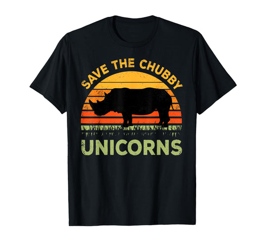 Save The Chubby Unicorns Rhino Rhinoceros African Animal T-Shirt