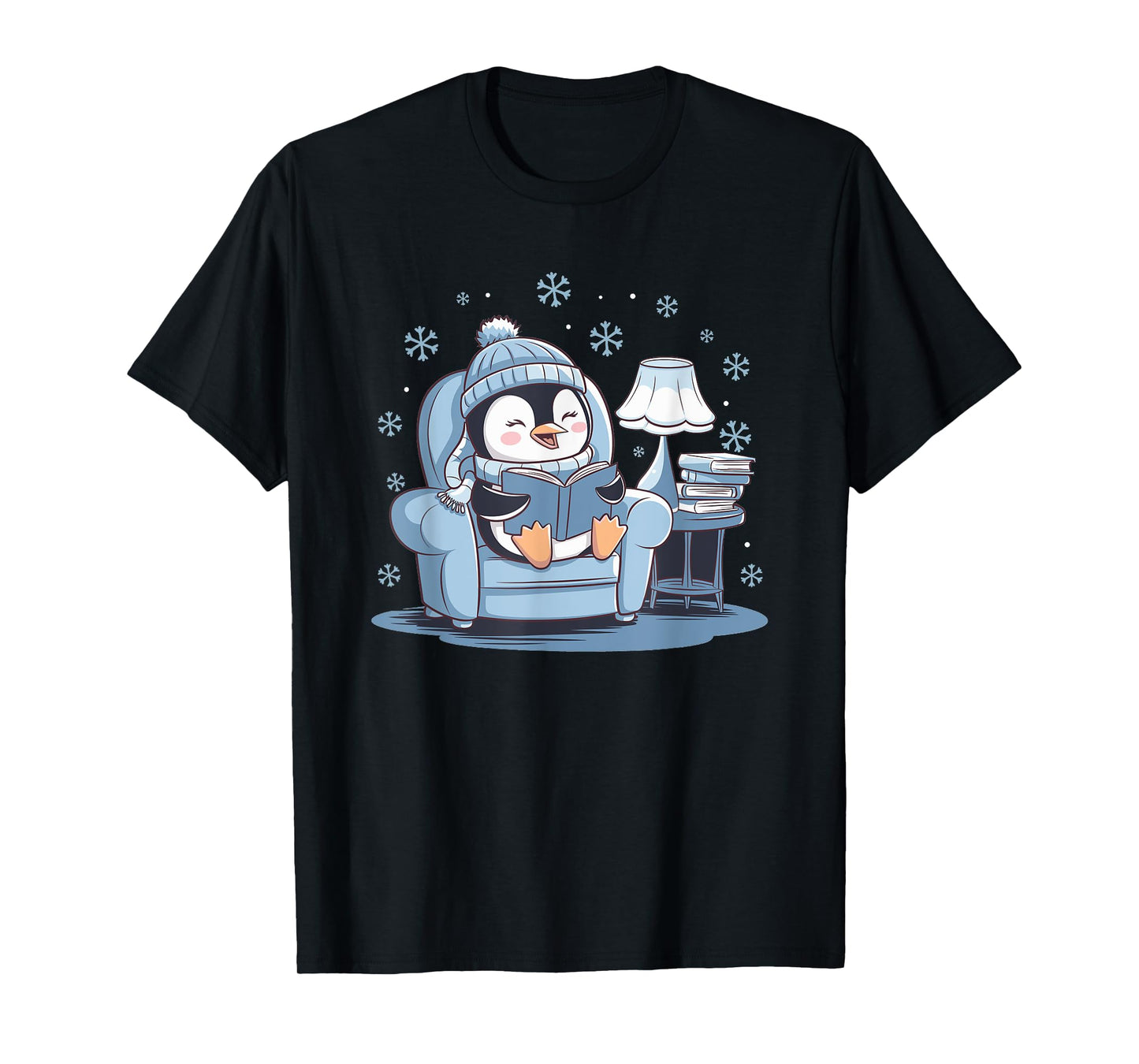 Penguin Reading Arctic Wildlife Animal Winter Snow Lover T-Shirt