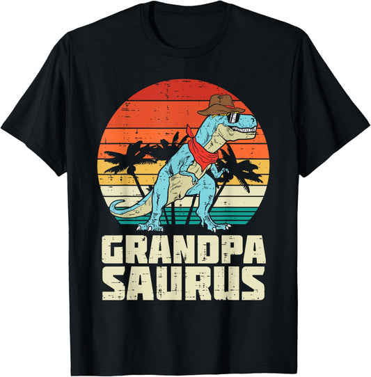 Grandpa Saurus Retro Fathers Day Trex Dinosaur Grampa Men T-Shirt