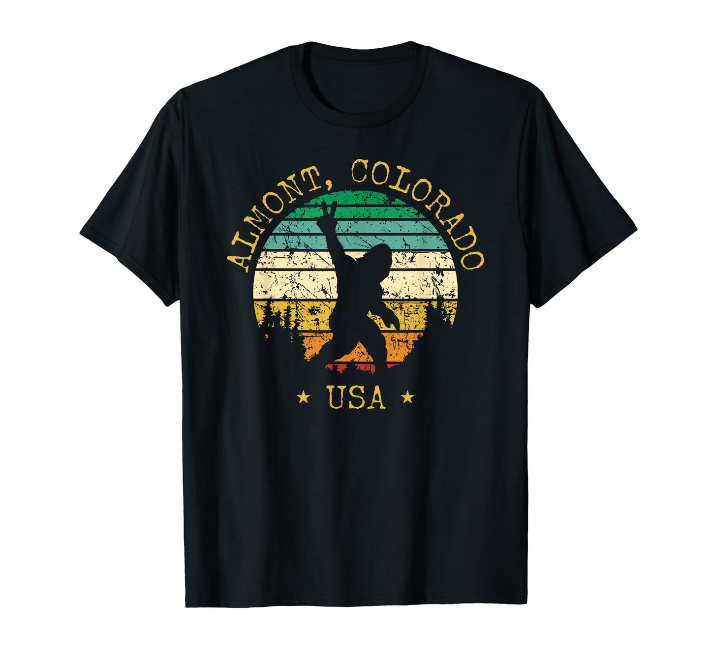 Almont Colorado USA Sasquatch Peace Sign Bigfoot Design T-Shirt