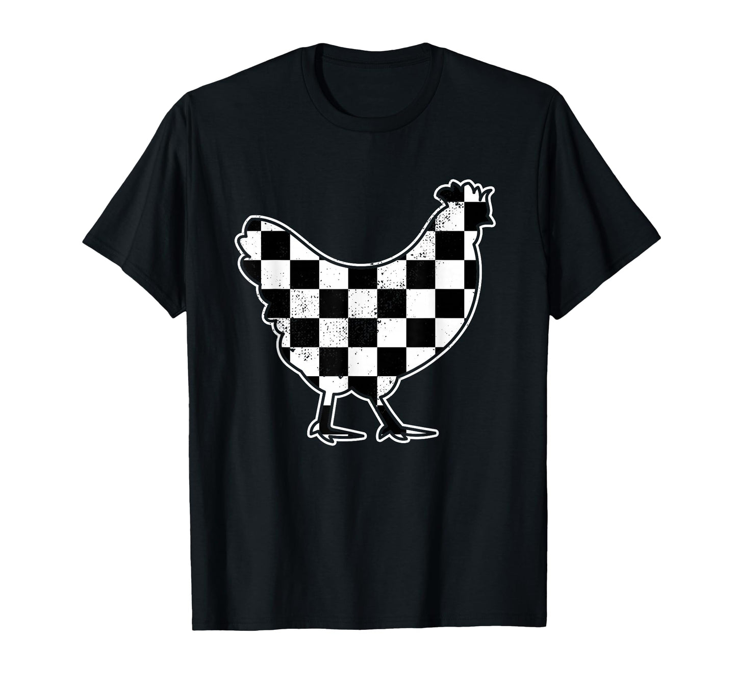 Checkered Chicken Farmer Chicken Race Car Boys Chicken T-Shirt