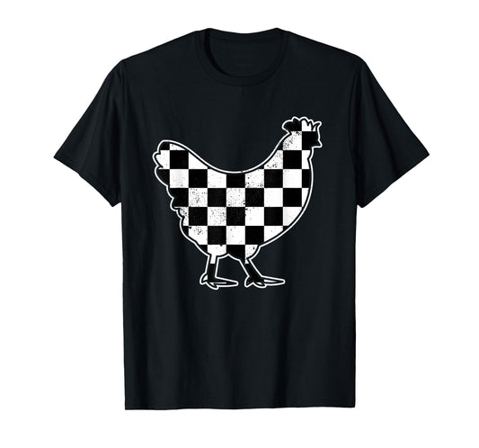 Checkered Chicken Farmer Chicken Race Car Boys Chicken T-Shirt