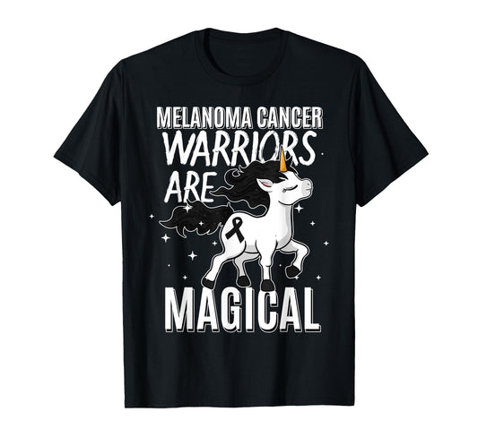 Melanoma Cancer Magical Unicorn Black Ribbon Dermatologist T-Shirt