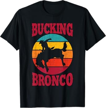 Rodeo Bucking Bronco Horse Vintage Retro Style T-Shirt