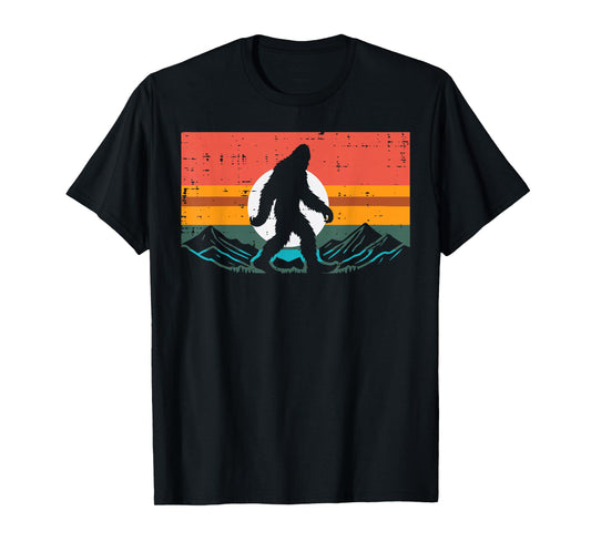 Bigfoot Sun Mountains Sunset Retro Sasquatch Men Women Kids T-Shirt