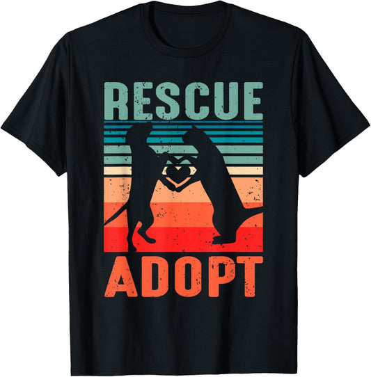 Rescue Adopt Animal Vintage Dog Cat Lover Tee For Women Men T-Shirt
