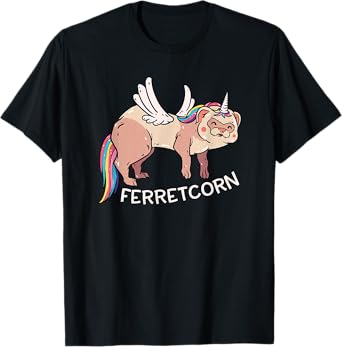 Ferretcorn Ferret Unicorn - Cute Flying Magical Rainbow Pet T-Shirt