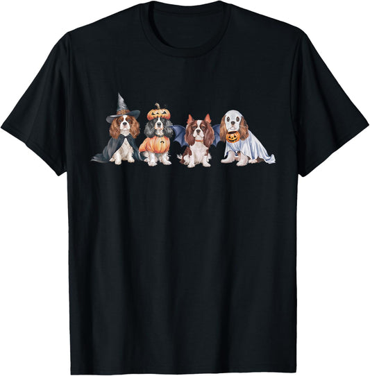 Cute Ghost Witch Cavalier king charles spaniel Halloween Dog T-Shirt