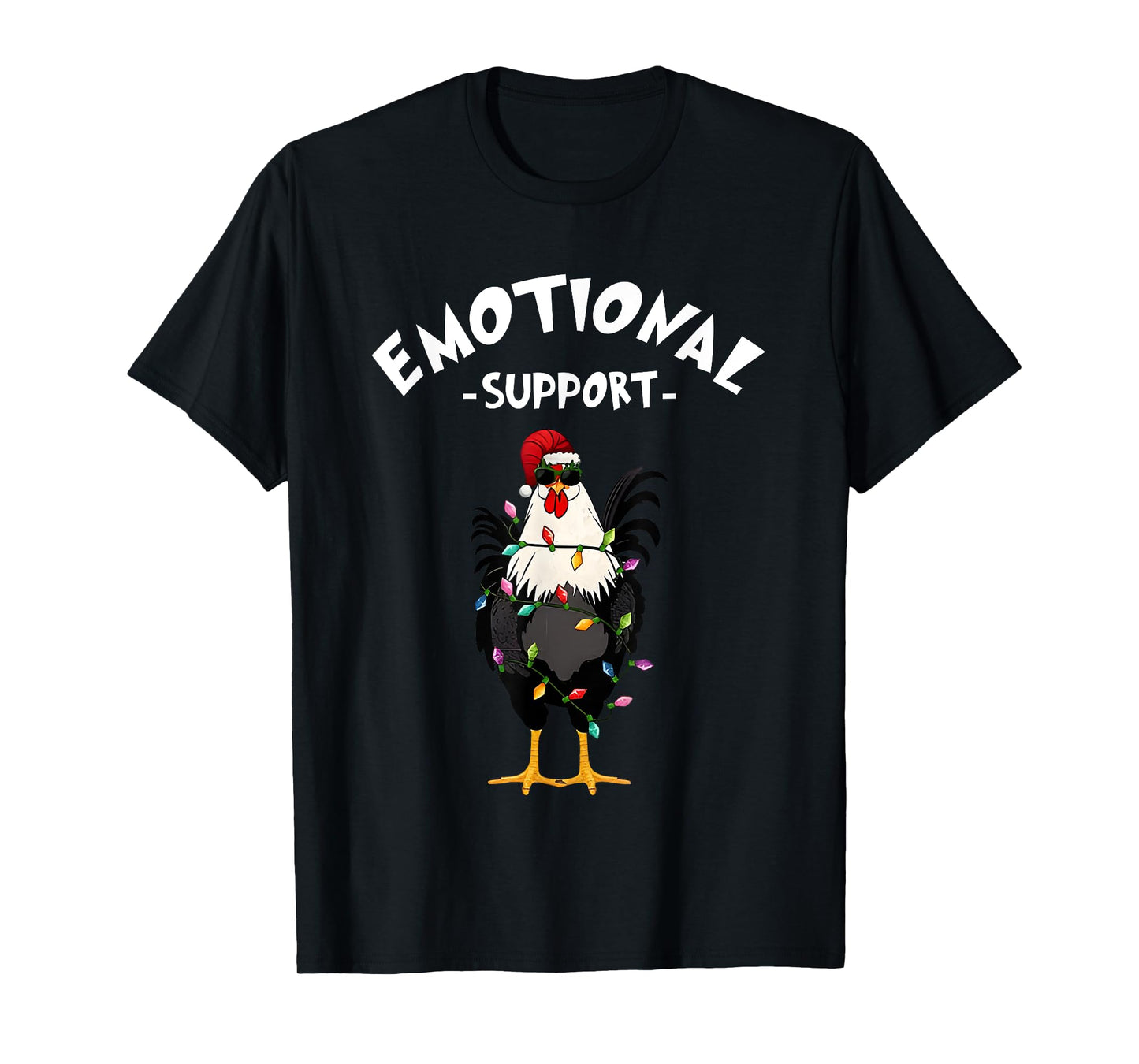 Chicken Emotional Support Cock Funny Christmas T-Shirt