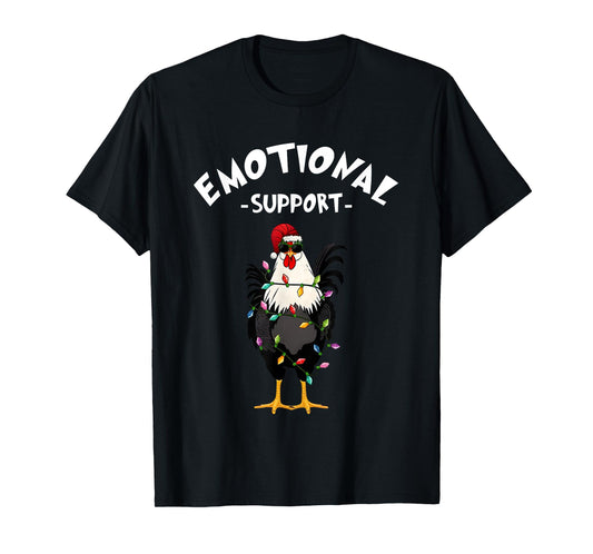 Chicken Emotional Support Cock Funny Christmas T-Shirt
