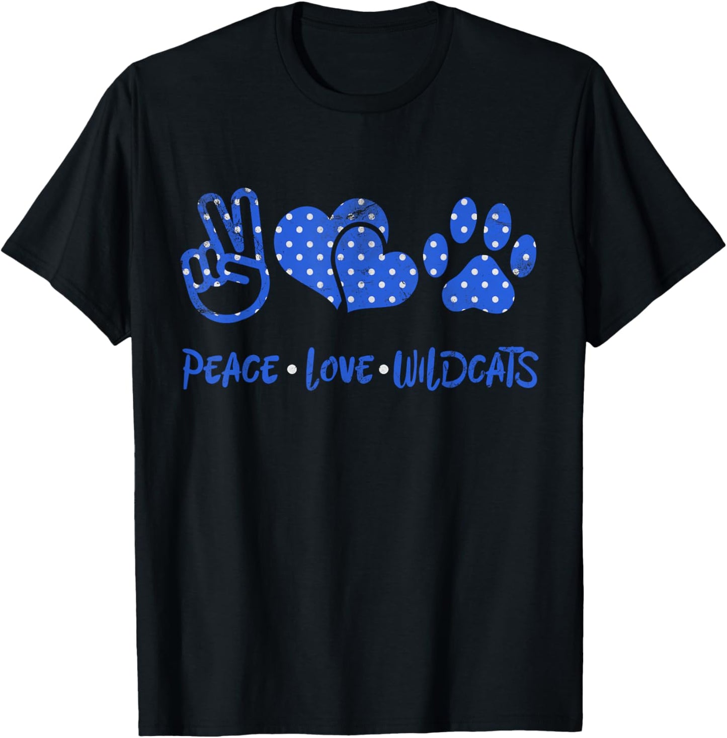 Peace Love Wildcats Kentucky KY Pride Grunge T-Shirt