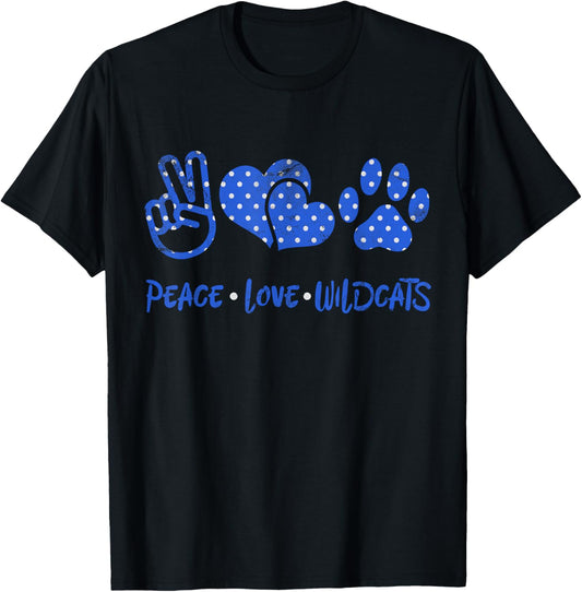 Peace Love Wildcats Kentucky KY Pride Grunge T-Shirt