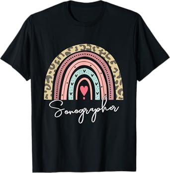 Sonographer Rainbow Sonography Ultrasound Tech Cardiac T-Shirt