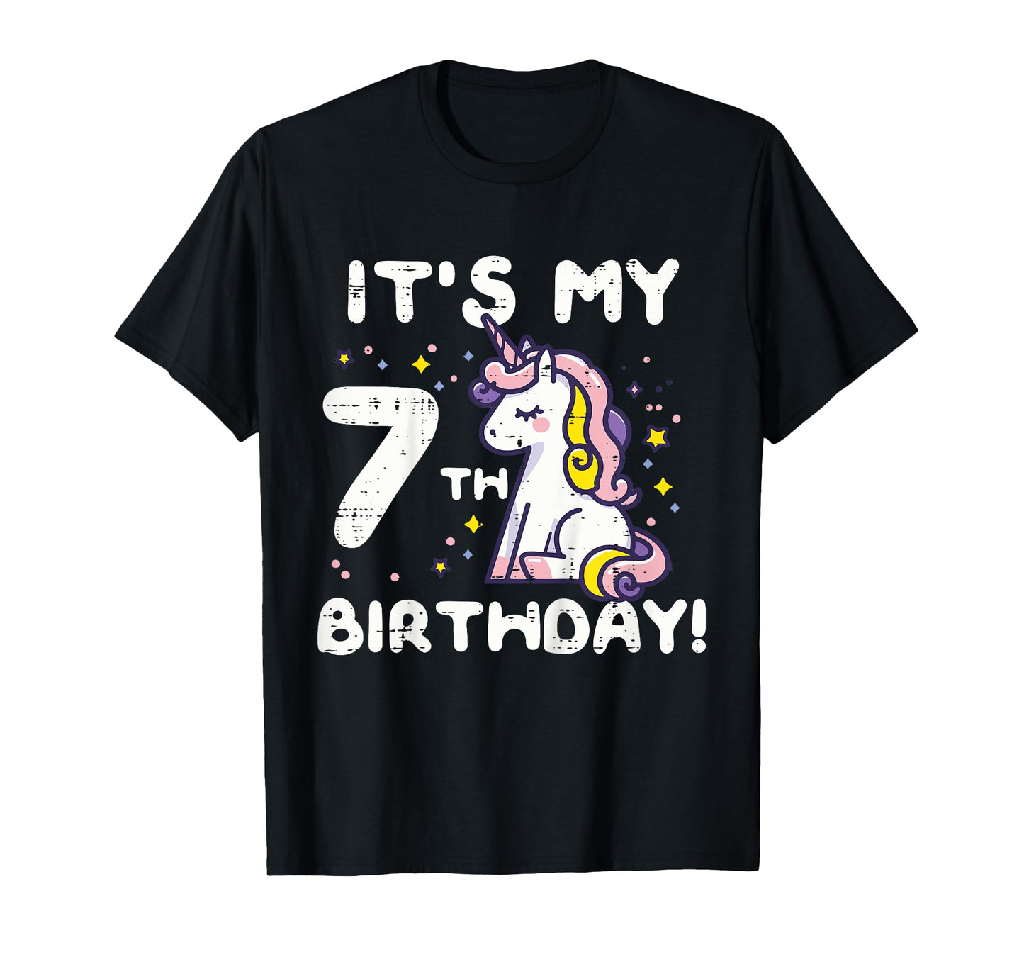Its My 7th Birthday Unicorn Cute 7 Year Old Bday Girls Kids T-Shirt