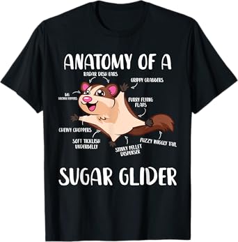 Anatomy Of A Sugar Glider Funny Cute Sugar Glider Gift T-Shirt