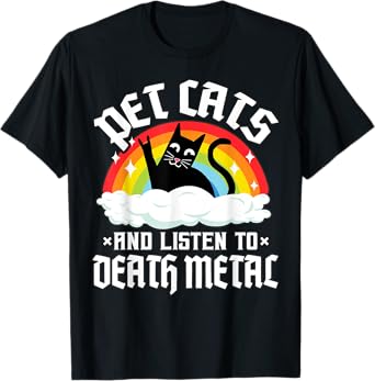 Rainbow Satan Goth Pet Cats And Listen To Death Metal Cat T-Shirt for Men Women Girls Kids