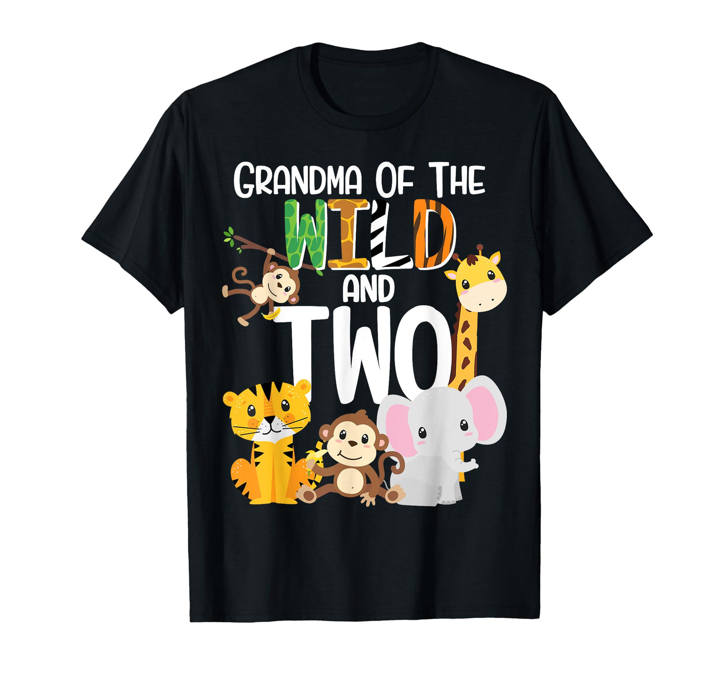 Grandma of the Wild and Two Zoo Theme Birthday Safari Jungle T-Shirt