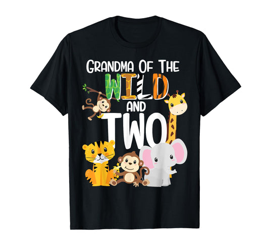 Grandma of the Wild and Two Zoo Theme Birthday Safari Jungle T-Shirt