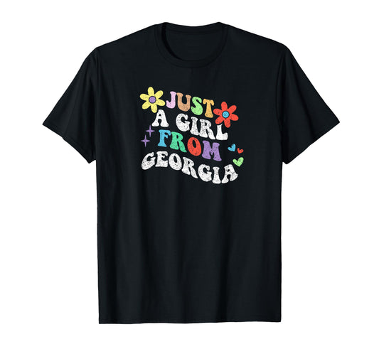 Retro Groovy Just A Girl From Georgia Mother's Day 2023 T-Shirt