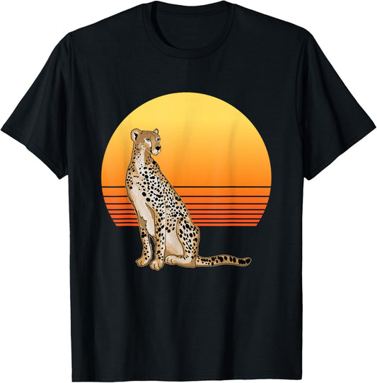 Retro Cheetah Lover Illustration Wild Cat Love T-Shirt