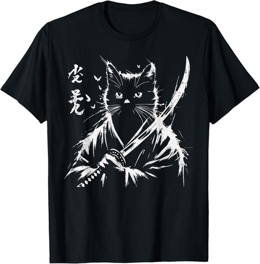 Samurai Cat Japanese Sword Kimono Warrior Art Men Women Kids T-Shirt
