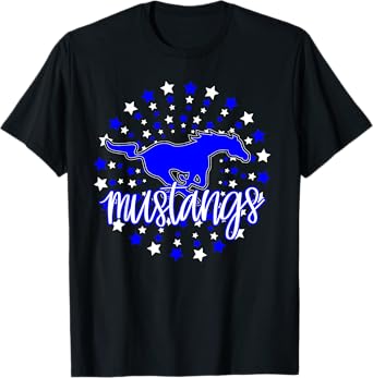 Mustangs School Spirit Stars Mustang Pride Football Mom T-Shirt