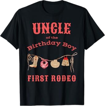 Uncle First Rodeo 1st Birthday Cowboy Family Matching T-Shirt