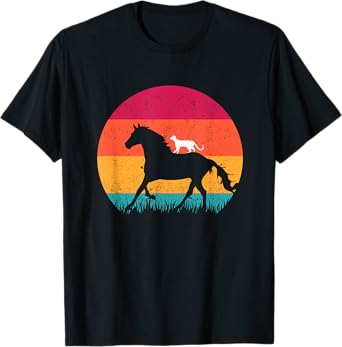 Horseback Riding Cat Ride Horses Funny Cats Horse Equestrian Men Women Girls Kids T-Shirt
