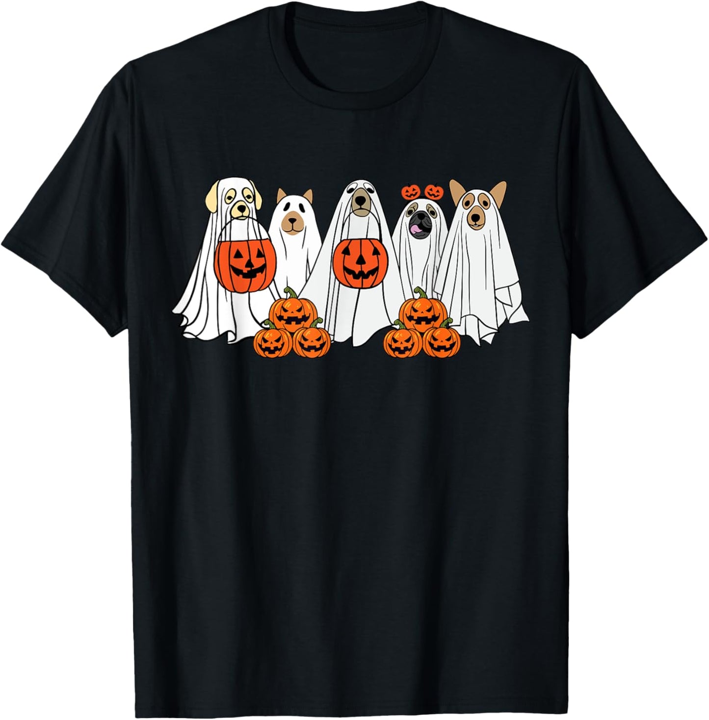 Dog Ghost Cute Dog Dressed As Ghost Funny Halloween Dog T-Shirt