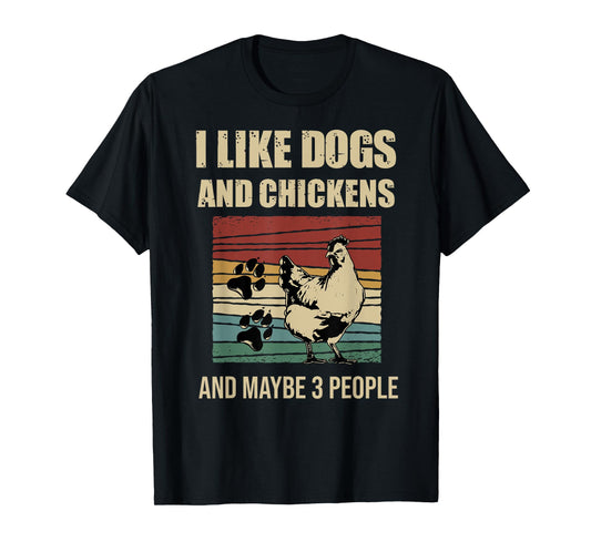 I Like Dogs And Chickens And Maybe 3 People Vintage T-Shirt