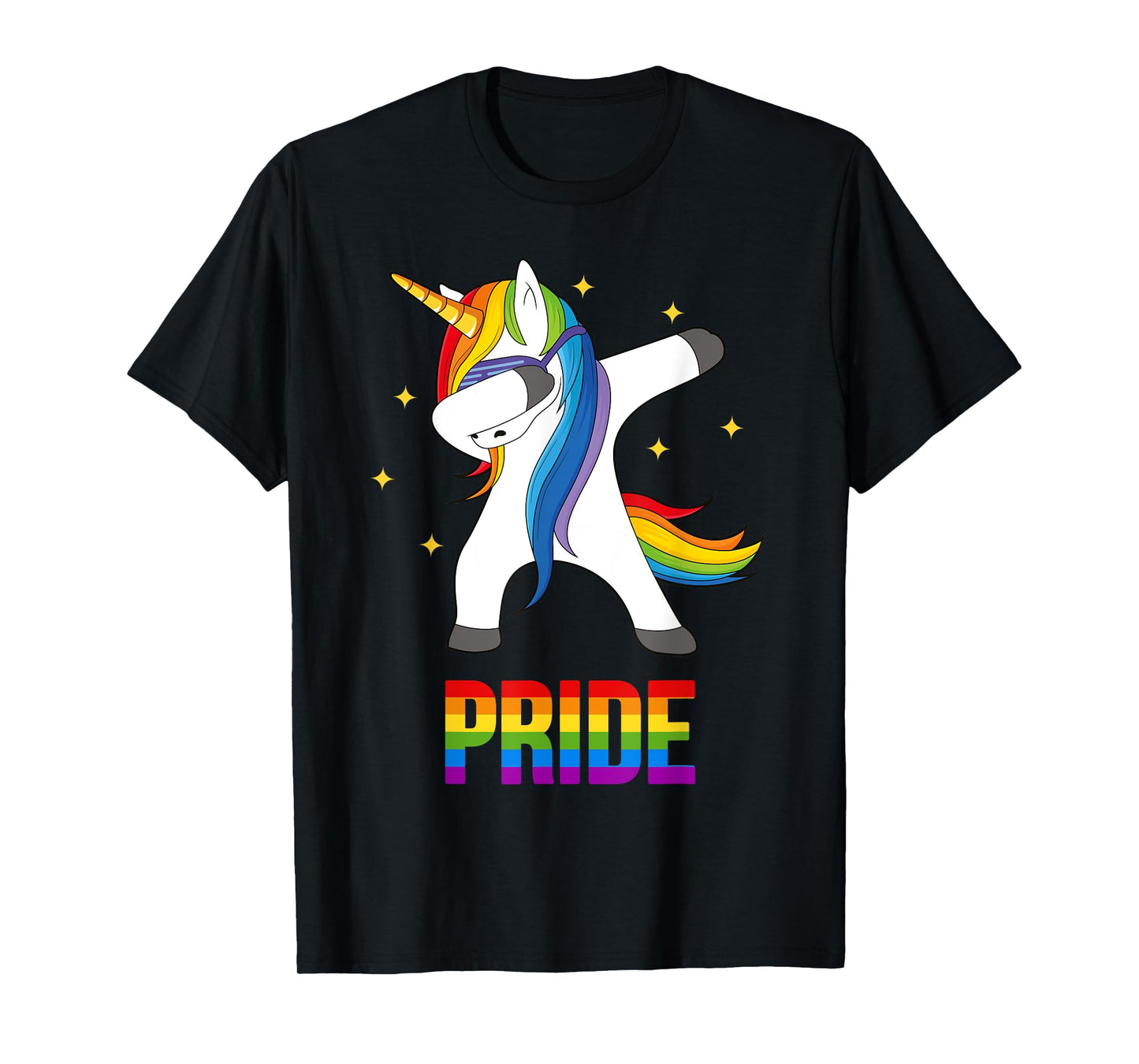 Funny LGBT Present Bi Lesbian Dabbing Unicorn Gay Pride T-Shirt