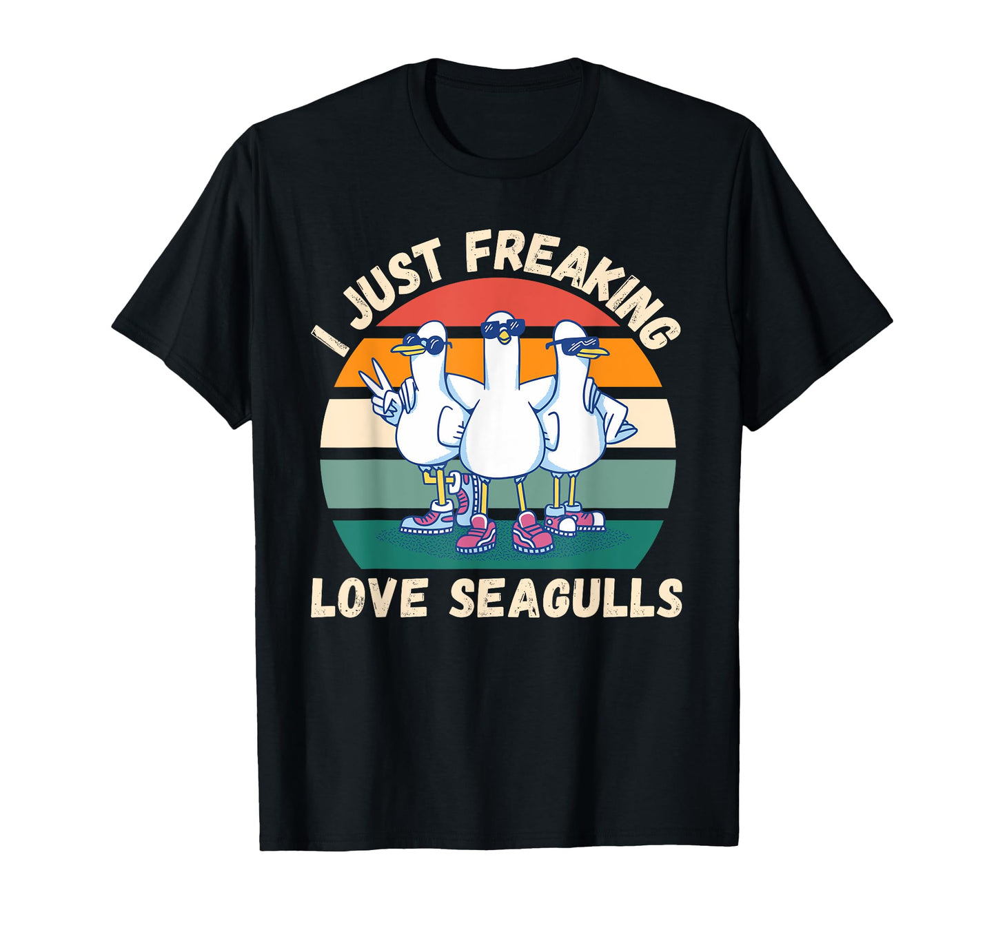 Retro Seagulls I Just Freaking Love Seagulls Bird Lover T-Shirt