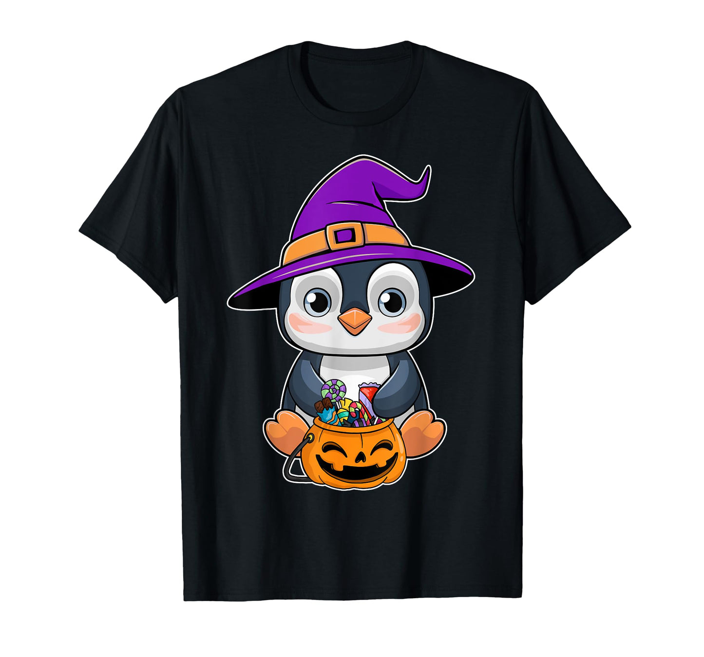 Penguin Halloween Witch Hat Pumpkin Penguin Halloween T-Shirt