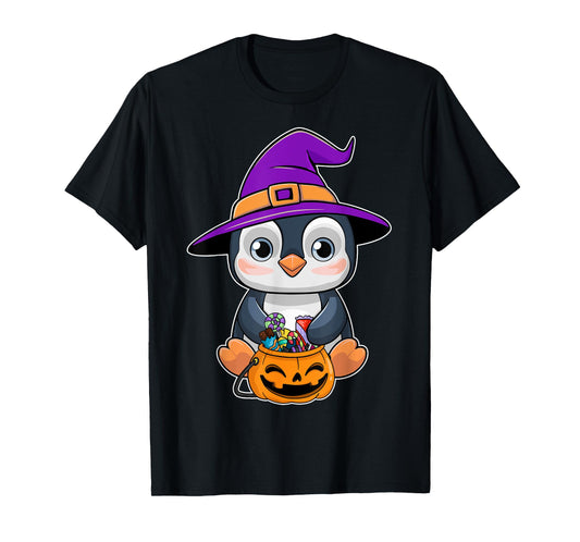 Penguin Halloween Witch Hat Pumpkin Penguin Halloween T-Shirt