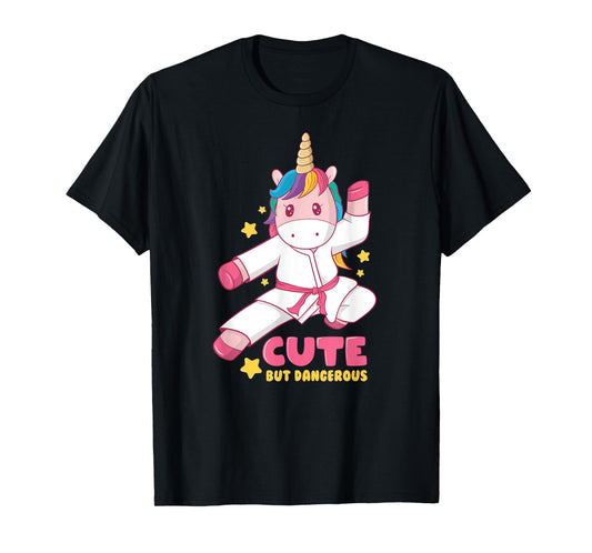Cute But Dangerous Funny Girls Karate Unicorn Love T-Shirt