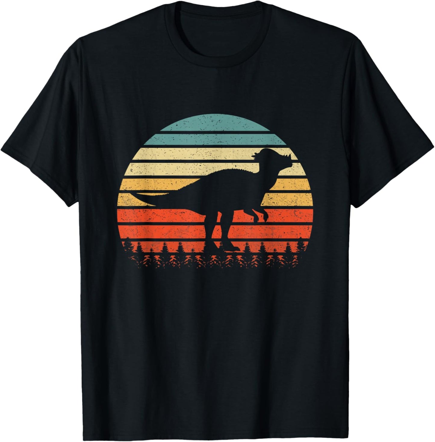 Vintage Pachycephalosaurus Dinosaurus Sunset Retro T-Shirt
