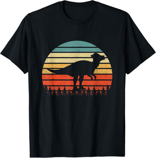 Vintage Pachycephalosaurus Dinosaurus Sunset Retro T-Shirt