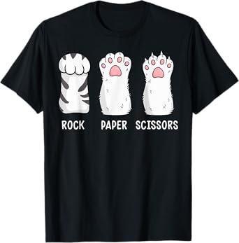 Rock Paper Scissors Funny Cat Owner Men Women Kids Girls T-Shirt