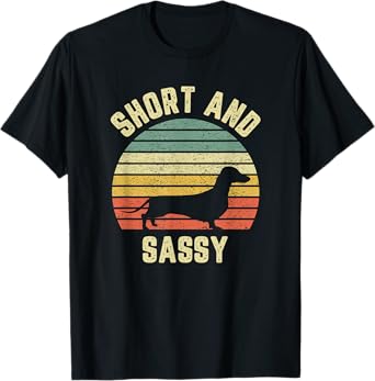 Vintage Dachshund Funny Weiner Dog Short Sassy T-Shirt for Men Women Girls Kids